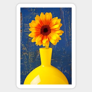 Gerbera Daisy In Yellow Vase Sticker